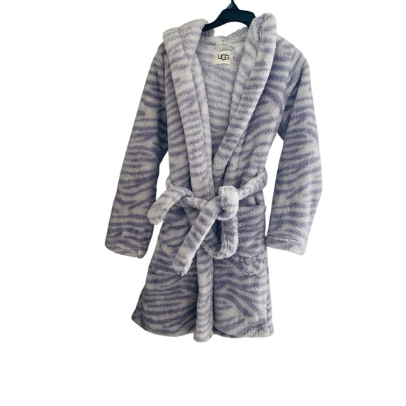 Ugg Soft Aarti Zebra Print Women’s Shearling Size Small Robe - Picture 2 of 6